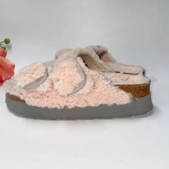 Birkenstock Papillio Arizona Big Buckle Teddy Shearling Plateau Sandals 36 - Picture 3 of 8